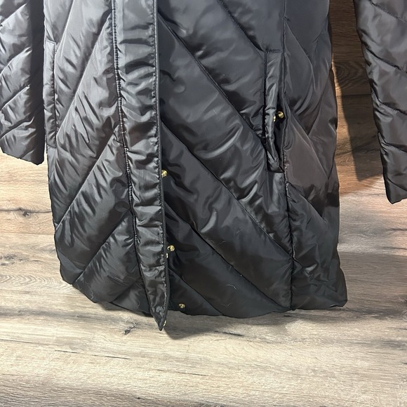 Larry Levine Women's Down-Filled puffer Coat W Faux Fur-Trimmed Hood long Sm-med - Picture 3 of 10